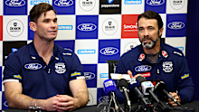 Chris Scott and Tom Hawkins, as the Cat announced his retirement.