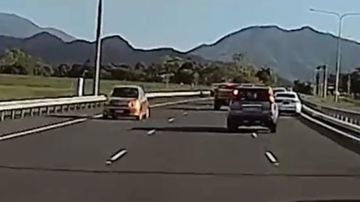 Car caught on wrong side of the highway in shocking dashcam, Queensland ...