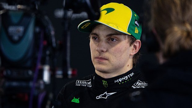 Oscar Piastri of Australia and McLaren speaks in the media pen during the F1 Grand Prix of Australia at Albert Park Grand Prix Circuit on March 16, 2025 in Melbourne, Australia. (Photo by Jayce Illman/Getty Images)