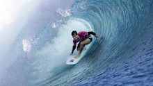 Jack Robinson of Team Australia rides a wave during round two of surfing on day two of the Olympic surfing competition at Paris 2024.