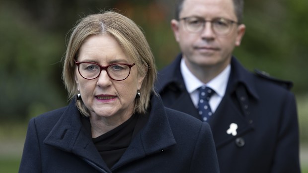 Premier Jacinta Allan and Anthony Carbines, Minister for Police hold a press conference.