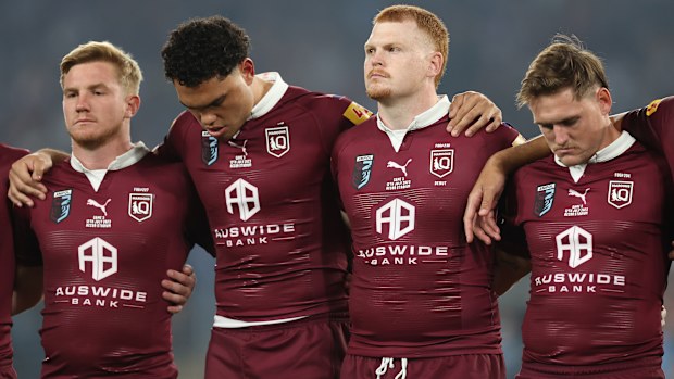Corey Horsburgh (second from right) pictured ahead of game three of the 2023 State of Origin series.