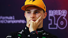 Third placed Oscar Piastri of Australia and McLaren attends the Drivers Press Conference during the F1 Grand Prix of Italy at Autodromo Nazionale Monza on September 01, 2024 in Monza, Italy. (Photo by Clive Rose/Getty Images)