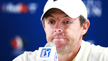 TORONTO, CANADA - JUNE 07:  Rory McIlroy of Northern Ireland speaks to the media after playing in the Pro-Am of the RBC Canadian Open at Oakdale Golf and Country Club on June 07, 2023 in Toronto, Ontario, Canada.  (Photo by Vaughn Ridley/Getty Images)