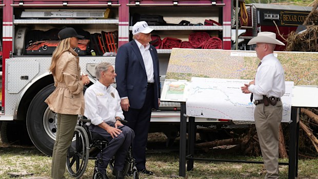  President Donald Trump arrived Friday in Texas for a firsthand look at the devastation from the state's catastrophic flooding, but he has remained conspicuously quiet about his previous promises to do away with the federal agency in charge of disaster relief.