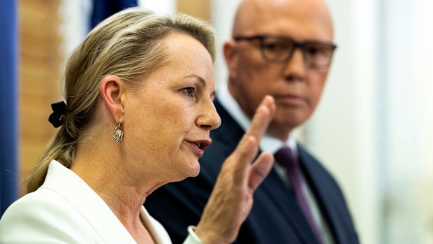 Deputy Liberal Leader Susan Ley and Opposition Leader Peter Dutton at a press conference