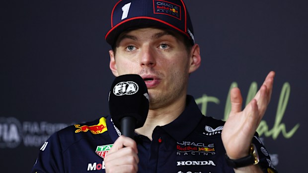Max Verstappen speaks after the F1 Grand Prix of Saudi Arabia.