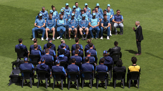 Australia are welcomed with a Mihi Whakatau prior to a New Zealand training session ahead of the Men's T20 International series between New Zealand and Australia at Basin Reserve on February 19, 2024 in Wellington, New Zealand. (Photo by Hagen Hopkins/Getty Images)