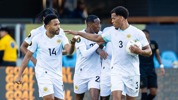 Curacao players seen in action.