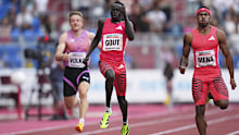 Gout Gout running at the 2025 Ostrava Golden Spike meet.