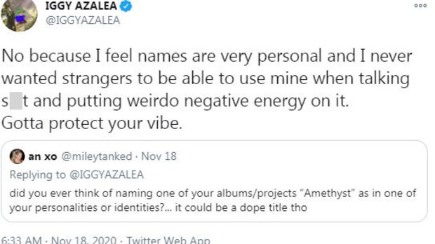 Iggy Azalea, real name, tweet, 
