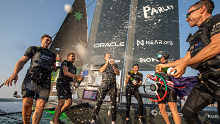 Australia's SailGP team celebrates after its improbable Dubai Grand Prix win. 