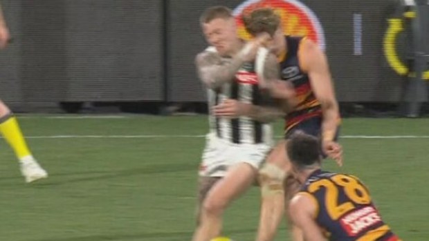 Jordan De Goey's glancing bump on Josh Worrell.
