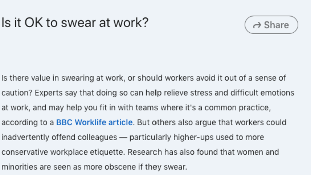 LinkedIn post claims it's not okay to swear at work