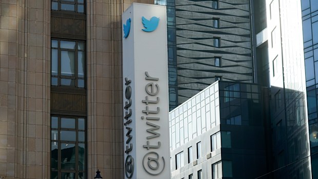A Twitter headquarters sign is shown in San Francisco, Friday, Nov. 4, 2022. 