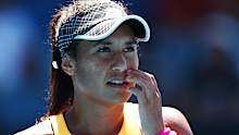 Watson of Great Britain looks on in her second round singles match against Tamara Zidansek of Slovakia.