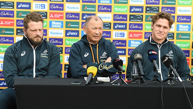 James Slipper, Eddie Jones and Michael Hooper.