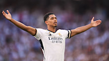 Jude Bellingham of Real Madrid celebrates after scoring.