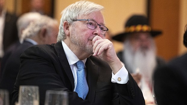 Former Prime Minister Kevin Rudd during the breakfast for the 15th anniversary of the National Apology to the Stolen Generations, at Parliament House in Canberra on Monday 13 February 2023. fedpol Photo: Alex Ellinghausen