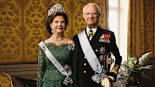 King Carl XVI Gustaf of Sweden and Queen Silvia, in a gala portrait released ahead of the King's 80th birthday on April 30, 2026, and the couple's 50th wedding anniversary on June 19, 2026.