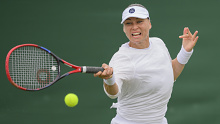 LONDON, ENGLAND - JUNE 27: Vera Zvonareva in action  during her ladies' singles match qualifying prior to The Championships, Wimbledon 2023 at Community Sport Centre Roehampton on June 27, 2023 in London, England