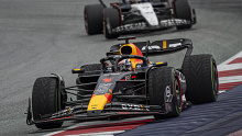 Red Bull's Max Verstappen leads Alpha Tauri's Yuki Tsunoda during the F1 Sprint ahead of the 2023 Austrian Grand Prix.