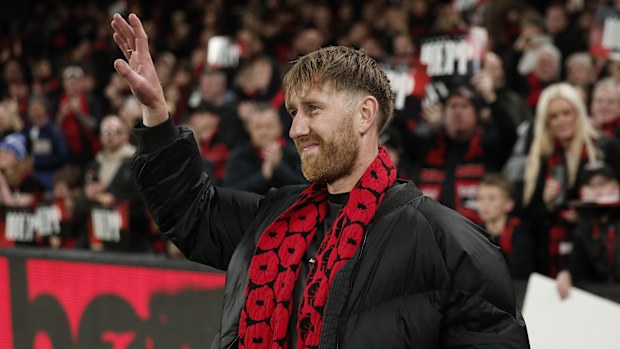 Essendon great Dyson Heppell thanks fans after retiring.