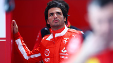 LAS VEGAS, NEVADA - NOVEMBER 17: Carlos Sainz of Spain and Ferrari looks on from the garage during practice ahead of the F1 Grand Prix of Las Vegas at Las Vegas Strip Circuit on November 17, 2023 in Las Vegas, Nevada. (Photo by Dan Istitene/Getty Images)