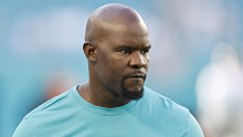 MIAMI GARDENS, FLORIDA - AUGUST 21: Head coach Brian Flores of the Miami Dolphins looks on prior to the preseason game against the Atlanta Falcons at Hard Rock Stadium on August 21, 2021 in Miami Gardens, Florida. (Photo by Michael Reaves/Getty Images)