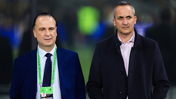 ARL Commission chairman Peter V'landys (left) and NRL chief executive Andrew Abdo.