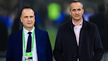ARL Commission chairman Peter V'landys (left) and NRL chief executive Andrew Abdo.