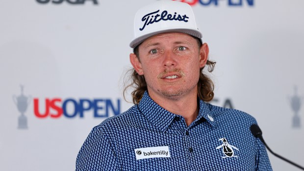 Cameron Smith of Australia speaks to the media during a press conference prior to the 123rd U.S. Open Championship at The Los Angeles Country Club on June 12, 2023 in Los Angeles, California. (Photo by Andrew Redington/Getty Images)