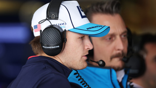 Logan Sargeant of United States and Williams looks on in the garage during final practice ahead of the F1 Grand Prix of Australia at Albert Park Circuit on March 23, 2024 in Melbourne, Australia. (Photo by Robert Cianflone/Getty Images)