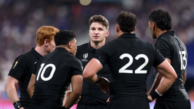 Beauden Barrett of New Zealand after France scored a try during the Rugby World Cup.