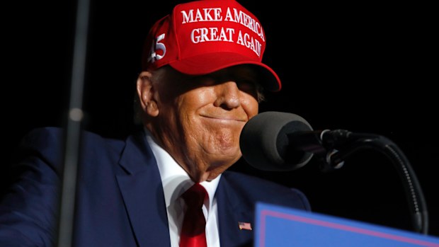 Former President Donald Trump speaks at an election rally in Latrobe, Pa.