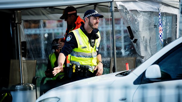 The police checkpoint in Coolangatta on the border between NSW and QLD when it opened in July before being closed again.