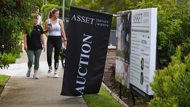 An auction sign outside a Sydney house.