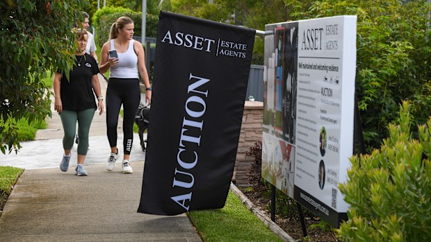 An auction sign outside a Sydney house.