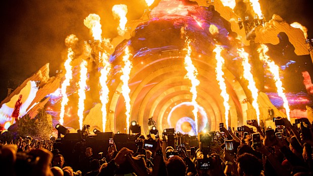 Travis Scott performs at Day 1 of the Astroworld Music Festival at NRG Park on Friday, November 5, 2021, in Houston.