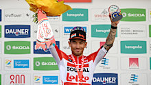 Caleb Ewan of Australia and Team Lotto Soudal celebrates winning the stage on the podium ceremony after the 37th Deutschland Tour