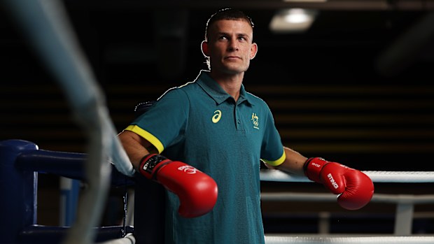Harry Garside poses during the Australian 2024 Paris Olympic Games Boxing Squad Announcement at AIS Combat Centre on March 15, 2024 in Canberra, Australia. (Photo by Matt King/Getty Images for AOC)