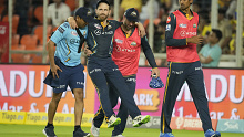 Gujarat Titan's Kane Williamson is carried off the field after he got injured while fielding during their Indian Premier League (IPL) match against Chennai Super Kings in Ahmedabad.