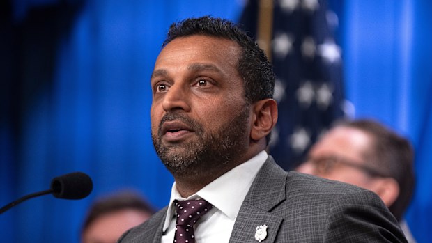 FBI Director Kash Patel speaks with reporters during a news conference at the Department of Justice, Wednesday, Nov. 19, 2025, in Washington. (AP Photo/Mark Schiefelbein)