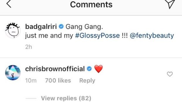 Rihanna, Chris Brown, Instagram, comment
