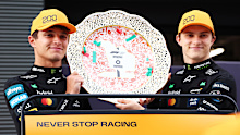 Race winner Lando Norris and second placed Oscar Piastri.