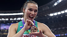 Mackenzie Little poses with her bronze medal.