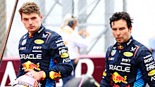 Sixth place Max Verstappen of the Netherlands and Oracle Red Bull Racing and eighth place Sergio Perez of Mexico and Oracle Red Bull Racing, look on in parc ferme  during the F1 Grand Prix of Italy at Autodromo Nazionale Monza on September 01, 2024 in Monza, Italy. (Photo by Mark Thompson/Getty Images)