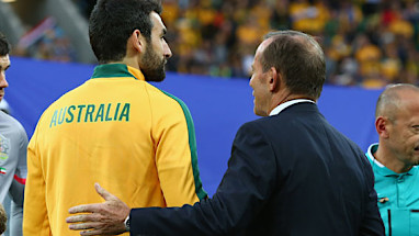 Socceroos captain Mile Jedinak was afforded a special good luck message.