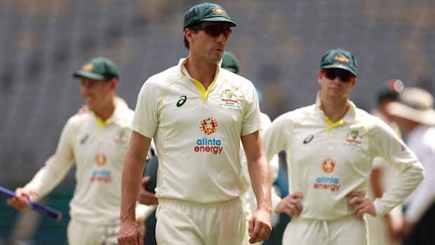 Australian captain Pat Cummins injured a quad during the win over West Indies in Perth. (Photo by Cameron Spencer/Getty Images)