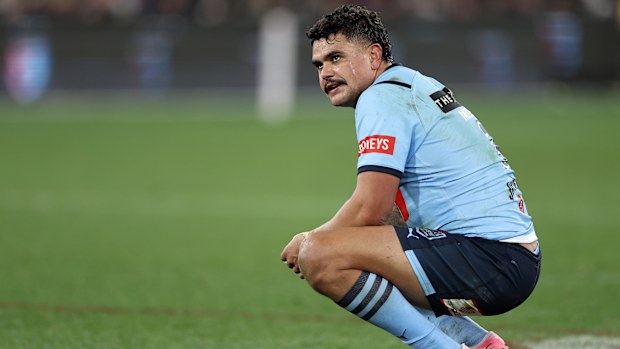 Latrell Mitchell after game two of the men's State of Origin series between New South Wales Blues and Queensland Maroons at Melbourne Cricket Ground on June 26, 2024 in Melbourne, Australia. (Photo by Cameron Spencer/Getty Images)